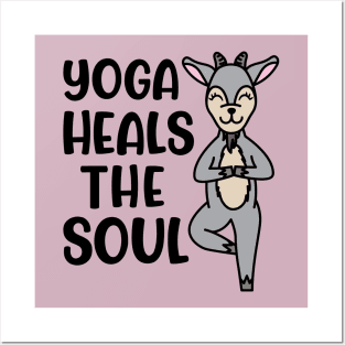 Yoga Heals The Soul Goat Yoga Fitness Cute Funny Posters and Art